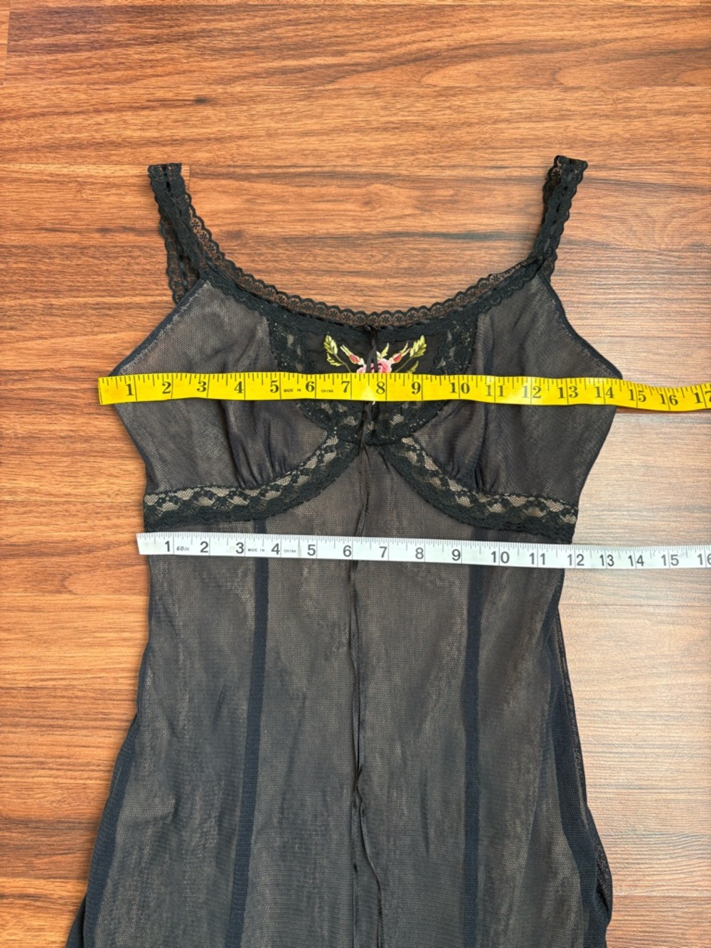 Betsey Johnson 90s vintage floral mesh lace midi dress - Picture 6 of 7